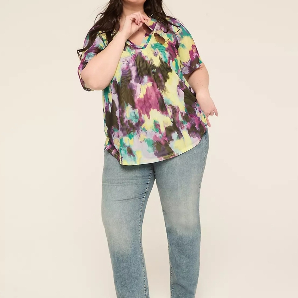 NWT Lane Bryant Mesh Flutter-speeve V-neck Top Size 18/20 - Picture 4 of 15